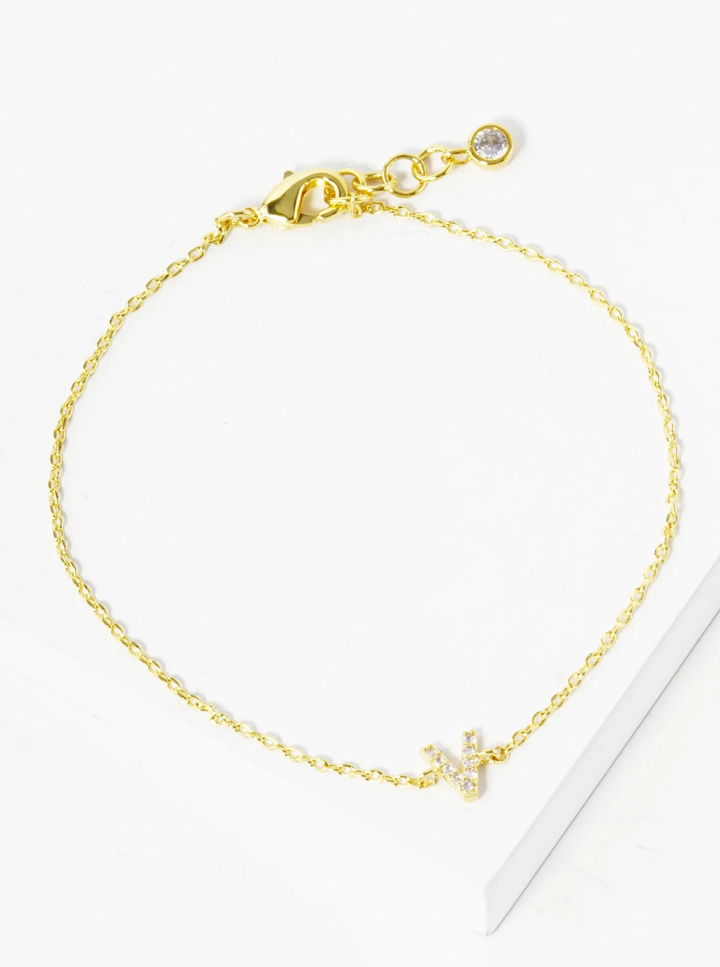 18K Gold Dipped Pave Set Cubic Zirconia Initial Bracelet