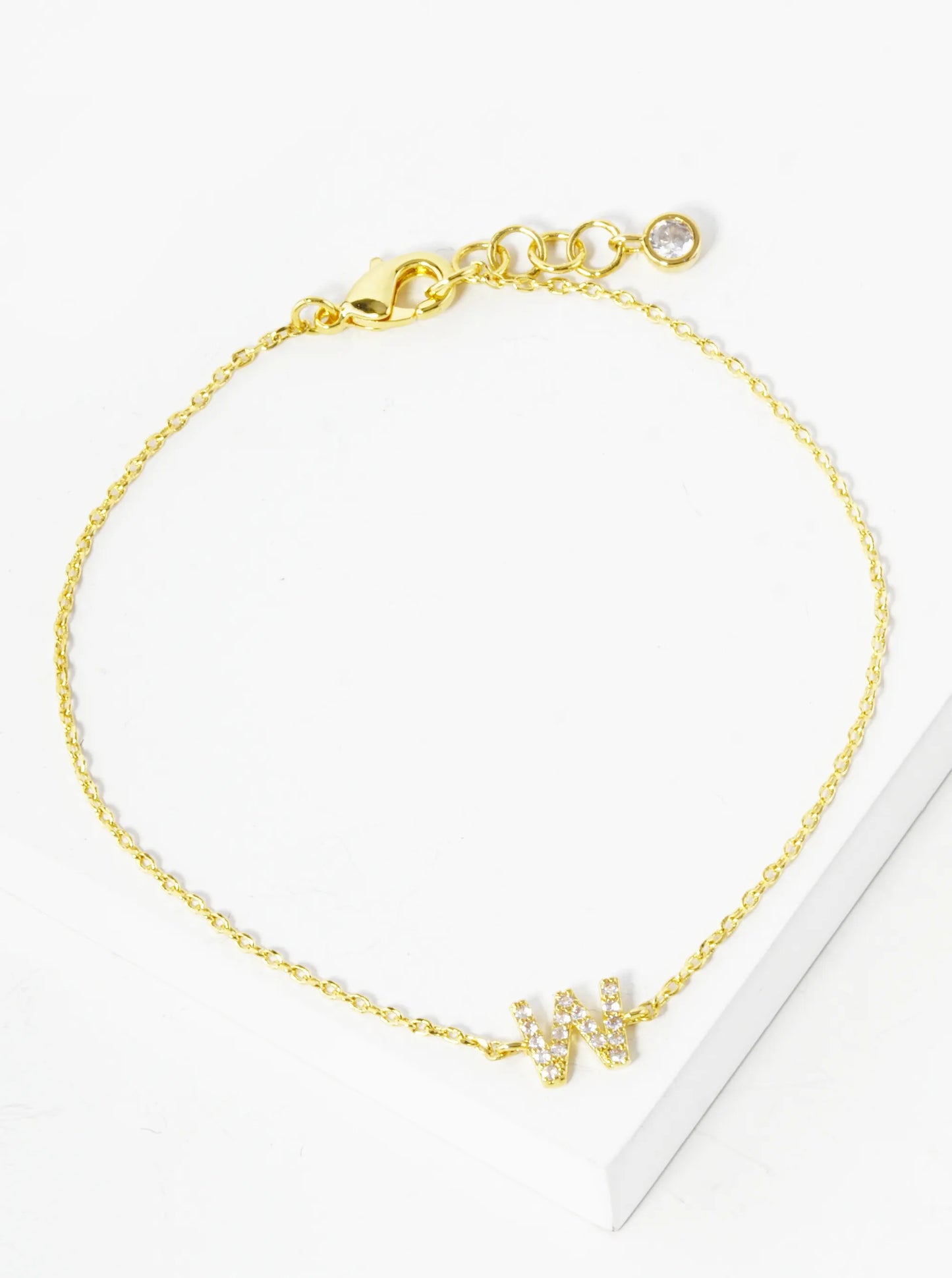 18K Gold Dipped Pave Set Cubic Zirconia Initial Bracelet