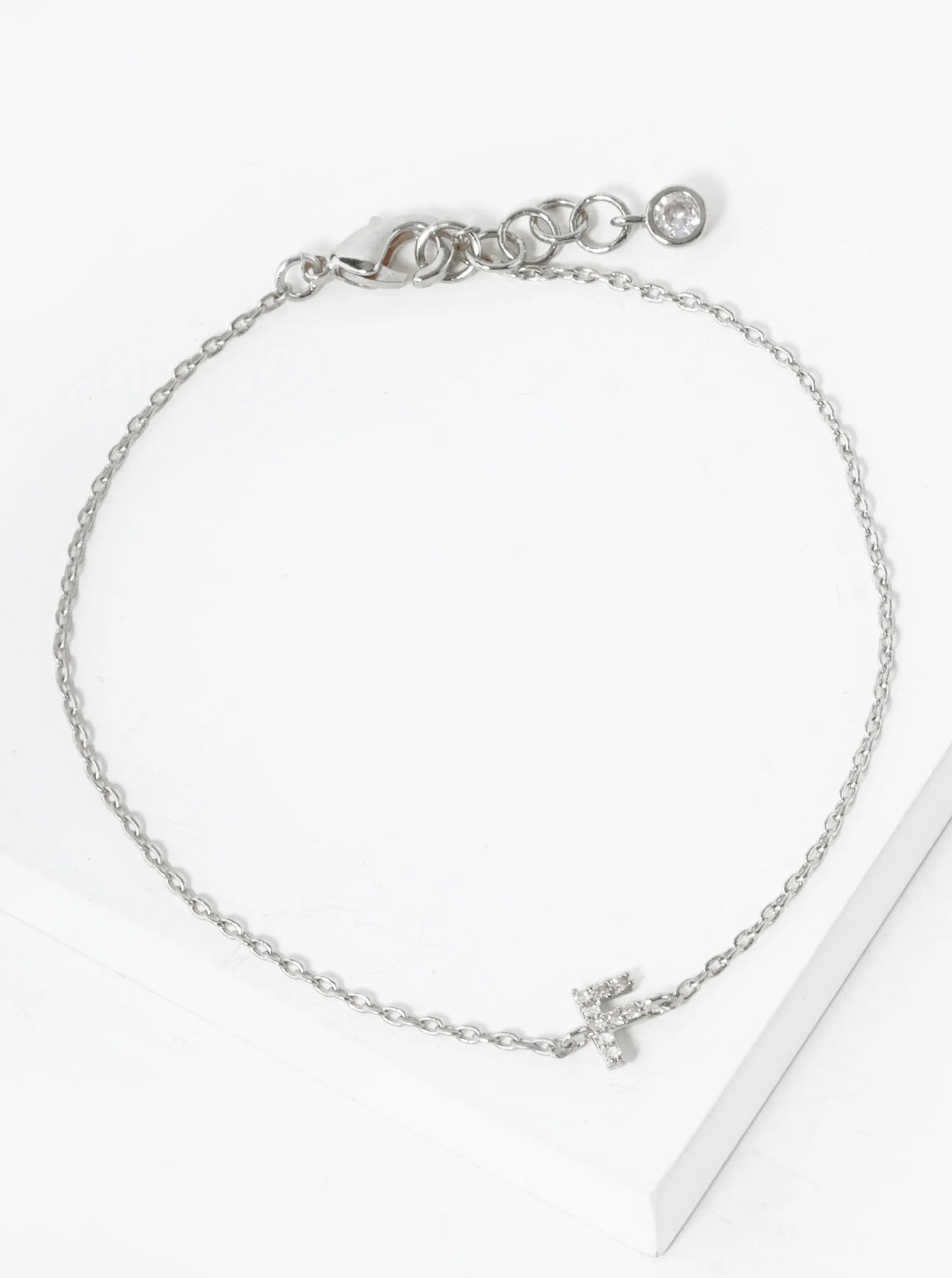 18K Gold Dipped Pave Set Cubic Zirconia Initial Bracelet