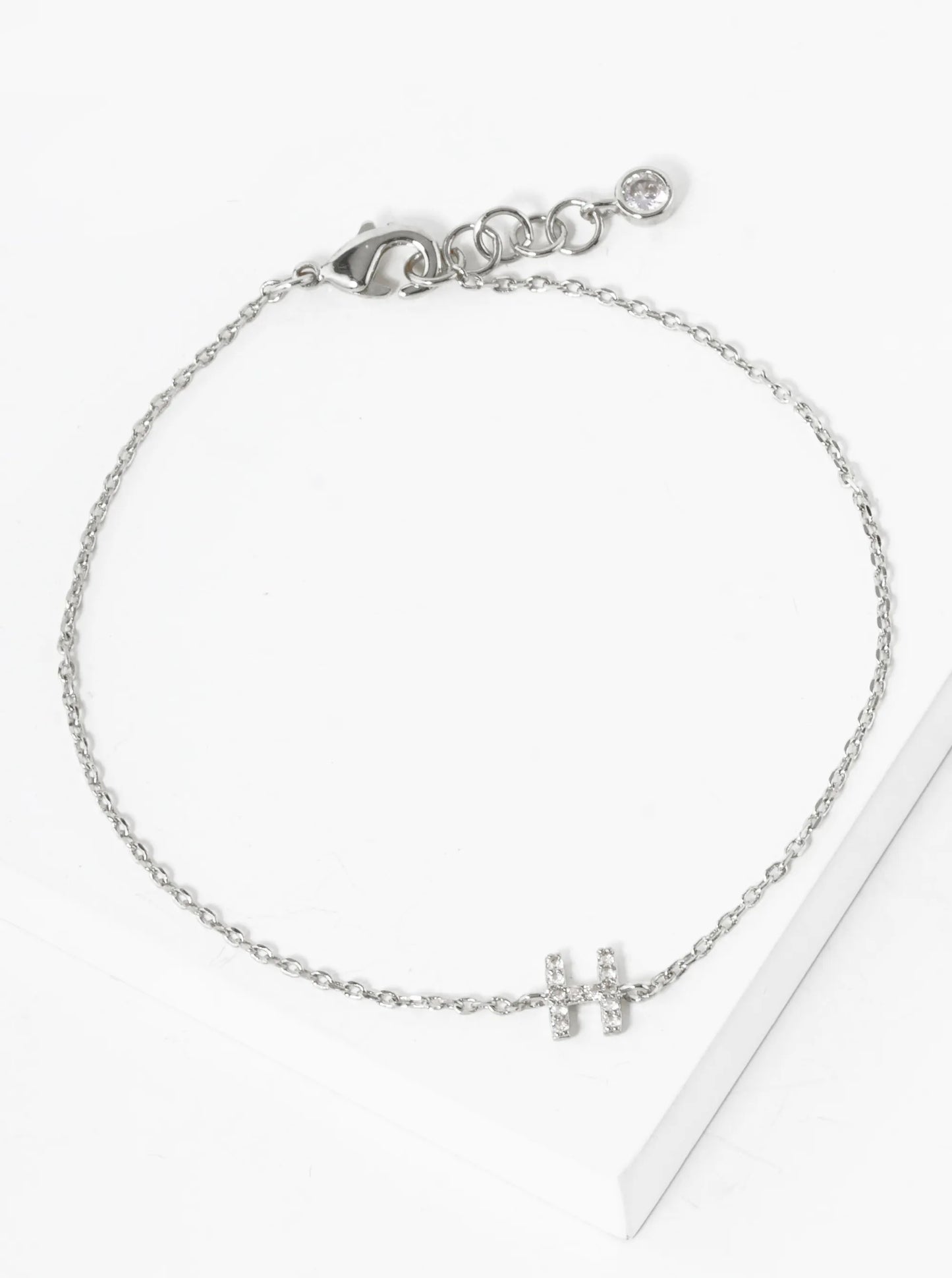 18K Gold Dipped Pave Set Cubic Zirconia Initial Bracelet