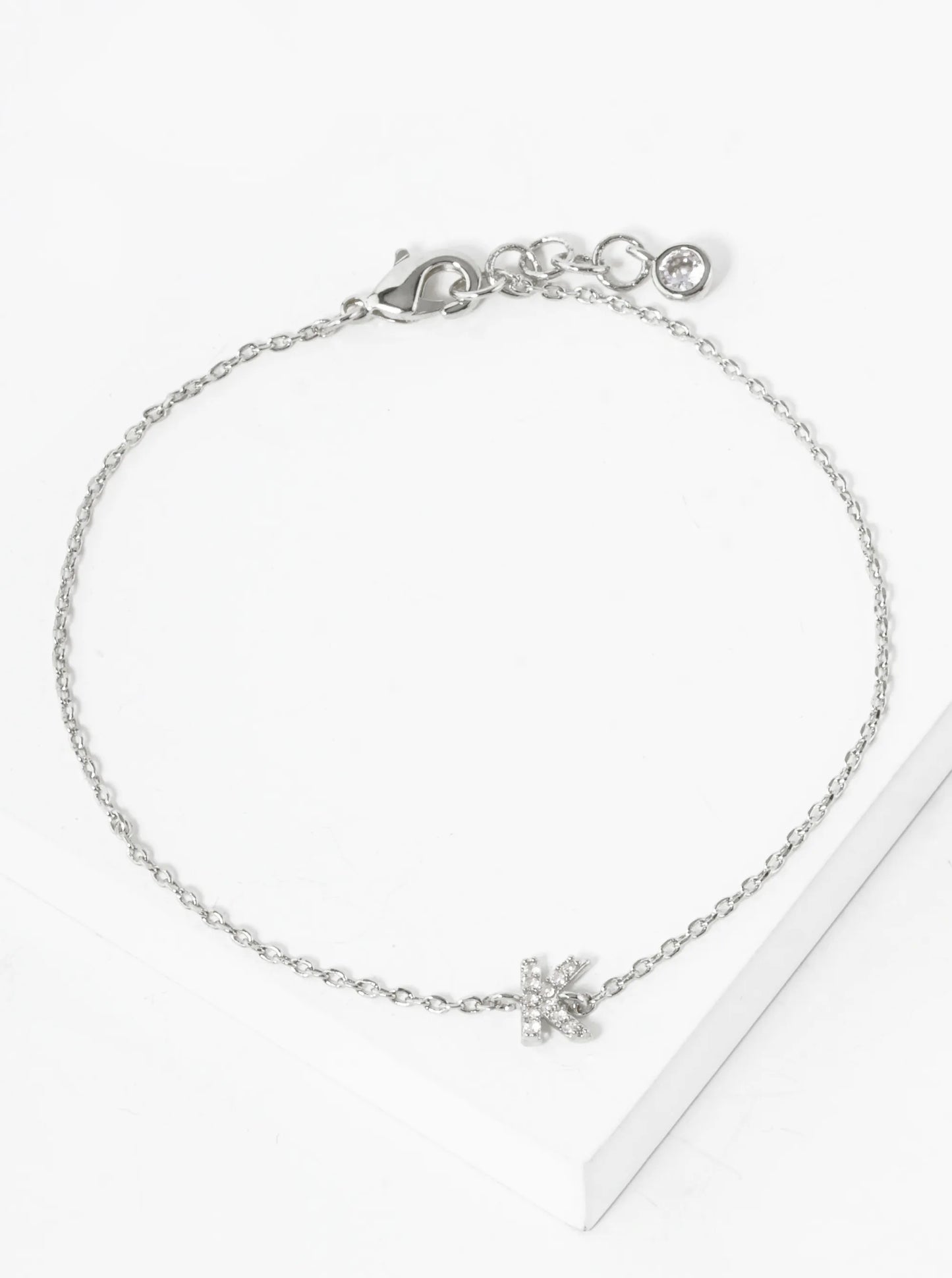 18K Gold Dipped Pave Set Cubic Zirconia Initial Bracelet