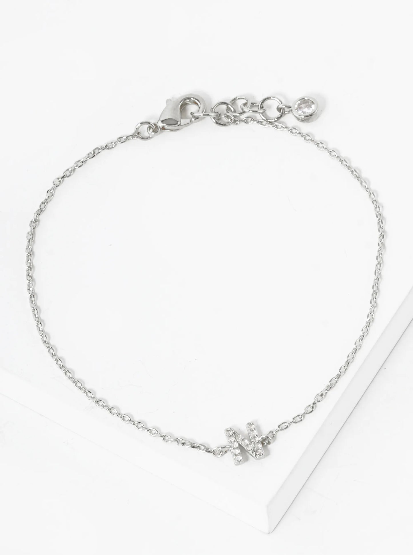 18K Gold Dipped Pave Set Cubic Zirconia Initial Bracelet