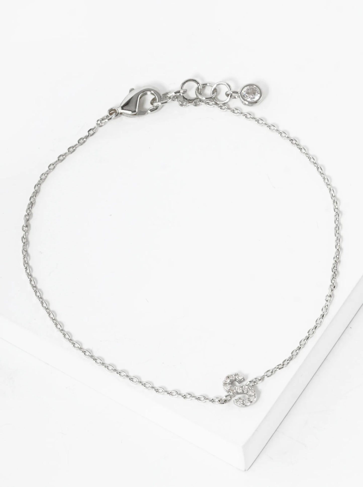 18K Gold Dipped Pave Set Cubic Zirconia Initial Bracelet