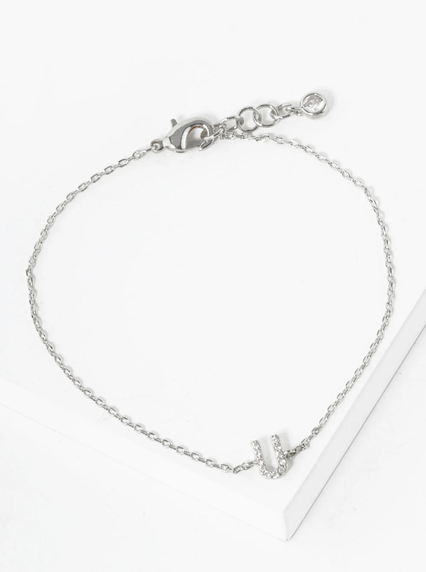 18K Gold Dipped Pave Set Cubic Zirconia Initial Bracelet