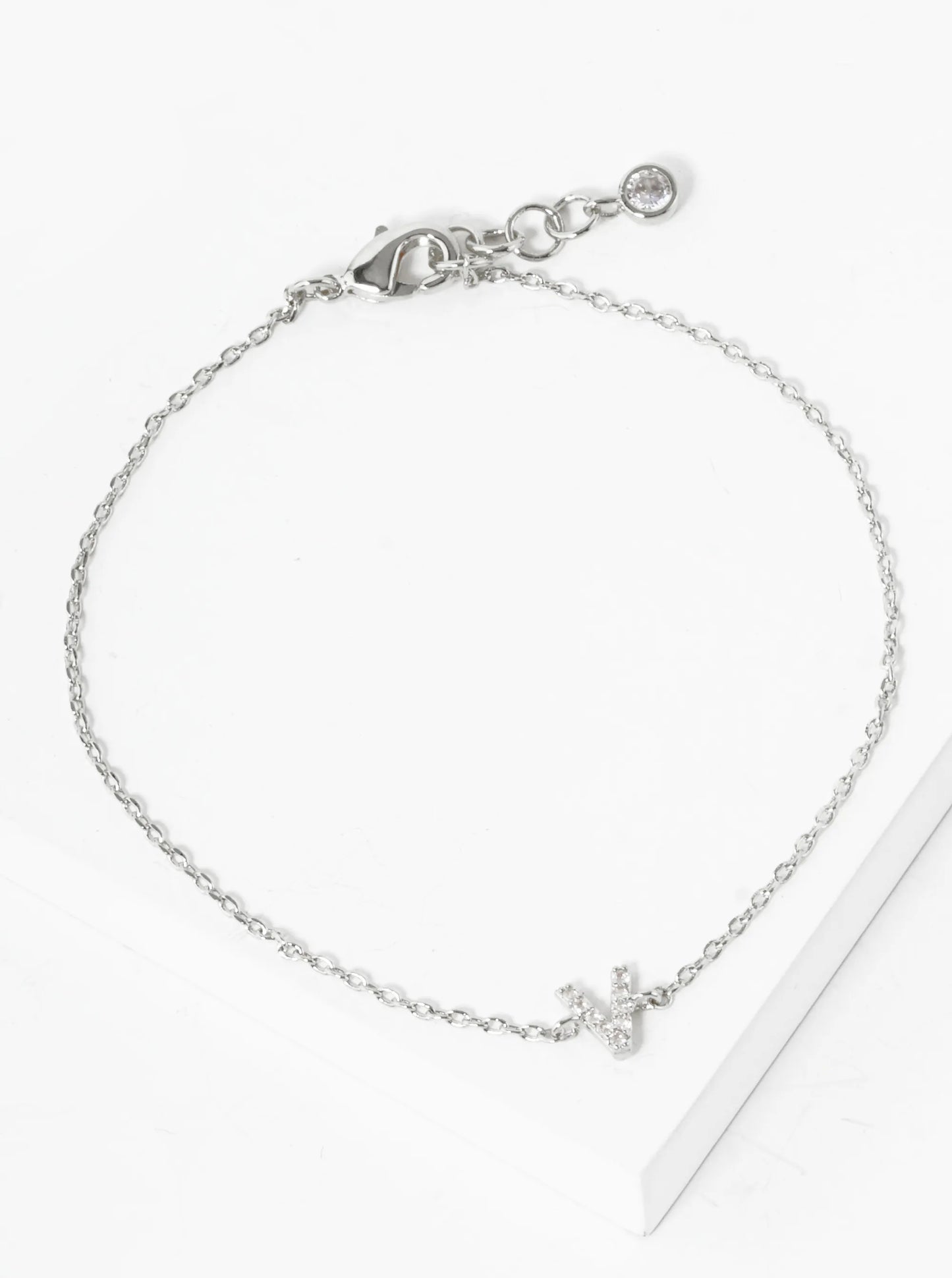 18K Gold Dipped Pave Set Cubic Zirconia Initial Bracelet