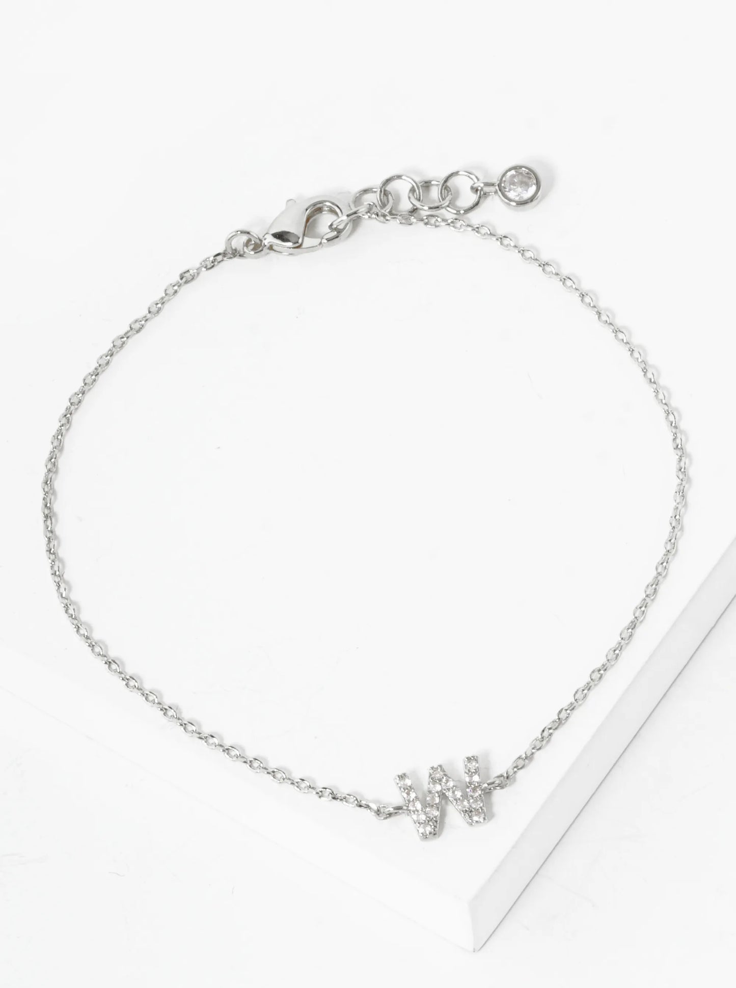 18K Gold Dipped Pave Set Cubic Zirconia Initial Bracelet