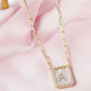 18K Gold Dipped Pave Set Cubic Zirconia Mother Of Pearl Initial Pendant Necklace