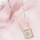18K Gold Dipped Pave Set Cubic Zirconia Mother Of Pearl Initial Pendant Necklace