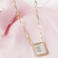 18K Gold Dipped Pave Set Cubic Zirconia Mother Of Pearl Initial Pendant Necklace