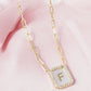 18K Gold Dipped Pave Set Cubic Zirconia Mother Of Pearl Initial Pendant Necklace