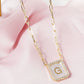 18K Gold Dipped Pave Set Cubic Zirconia Mother Of Pearl Initial Pendant Necklace