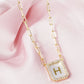 18K Gold Dipped Pave Set Cubic Zirconia Mother Of Pearl Initial Pendant Necklace
