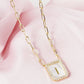 18K Gold Dipped Pave Set Cubic Zirconia Mother Of Pearl Initial Pendant Necklace