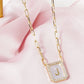 18K Gold Dipped Pave Set Cubic Zirconia Mother Of Pearl Initial Pendant Necklace