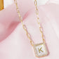 18K Gold Dipped Pave Set Cubic Zirconia Mother Of Pearl Initial Pendant Necklace