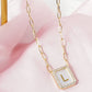 18K Gold Dipped Pave Set Cubic Zirconia Mother Of Pearl Initial Pendant Necklace