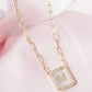 18K Gold Dipped Pave Set Cubic Zirconia Mother Of Pearl Initial Pendant Necklace