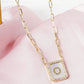 18K Gold Dipped Pave Set Cubic Zirconia Mother Of Pearl Initial Pendant Necklace