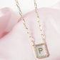 18K Gold Dipped Pave Set Cubic Zirconia Mother Of Pearl Initial Pendant Necklace