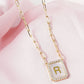 18K Gold Dipped Pave Set Cubic Zirconia Mother Of Pearl Initial Pendant Necklace
