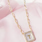 18K Gold Dipped Pave Set Cubic Zirconia Mother Of Pearl Initial Pendant Necklace