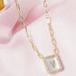 18K Gold Dipped Pave Set Cubic Zirconia Mother Of Pearl Initial Pendant Necklace