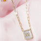18K Gold Dipped Pave Set Cubic Zirconia Mother Of Pearl Initial Pendant Necklace