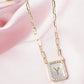 18K Gold Dipped Pave Set Cubic Zirconia Mother Of Pearl Initial Pendant Necklace