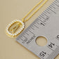 18K Gold Dipped Pave Set Cubic Zirconia Oval In Initial Drop Pendant Necklace