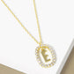 18K Gold Dipped Pave Set Cubic Zirconia Oval In Initial Drop Pendant Necklace