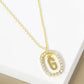 18K Gold Dipped Pave Set Cubic Zirconia Oval In Initial Drop Pendant Necklace