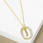 18K Gold Dipped Pave Set Cubic Zirconia Oval In Initial Drop Pendant Necklace