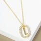 18K Gold Dipped Pave Set Cubic Zirconia Oval In Initial Drop Pendant Necklace