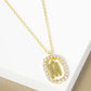 18K Gold Dipped Pave Set Cubic Zirconia Oval In Initial Drop Pendant Necklace