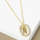 18K Gold Dipped Pave Set Cubic Zirconia Oval In Initial Drop Pendant Necklace
