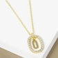18K Gold Dipped Pave Set Cubic Zirconia Oval In Initial Drop Pendant Necklace