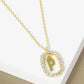 18K Gold Dipped Pave Set Cubic Zirconia Oval In Initial Drop Pendant Necklace