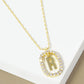 18K Gold Dipped Pave Set Cubic Zirconia Oval In Initial Drop Pendant Necklace