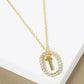 18K Gold Dipped Pave Set Cubic Zirconia Oval In Initial Drop Pendant Necklace