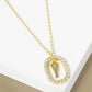 18K Gold Dipped Pave Set Cubic Zirconia Oval In Initial Drop Pendant Necklace