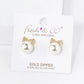 18K Gold Dipped Pave Set Cubic Zirconia Ribbon Bow With 10mm Pearl Stud Earrings