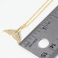 18K Gold Dipped Pave Set Cubic Zirconia Whale Tail Pendant Necklace