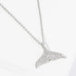 18K Gold Dipped Pave Set Cubic Zirconia Whale Tail Pendant Necklace