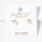 18K Gold Dipped Pearl Bead Drop CZ Ribbon Bow Post Stud Earrings
