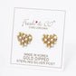 18K Gold Dipped Pearl Beaded Cubic Zirconia Heart Stud Earrings