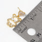 18K Gold Dipped Pearl Beaded Heart CZ Pave Bear Drop Dangle Post Earrings