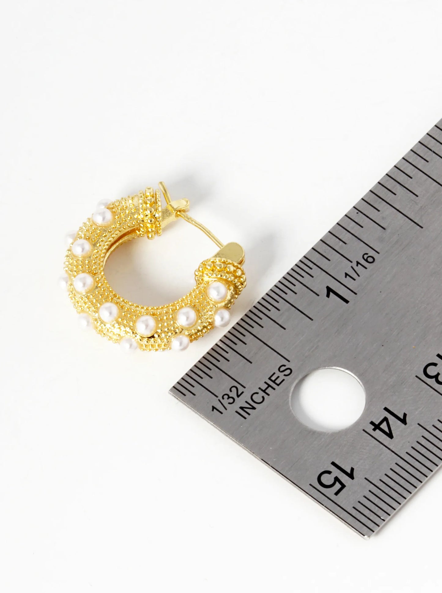 18K Gold Dipped Pearl Beaded Latch Back Hoop Earrings