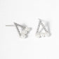 18K Gold Dipped Pearl CZ Pave Dainty Triangle Stud Earrings