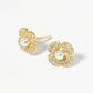 18K Gold Dipped Pearl CZ Pave Flower Post Stud Earrings