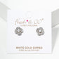 18K Gold Dipped Pearl CZ Pave Flower Post Stud Earrings